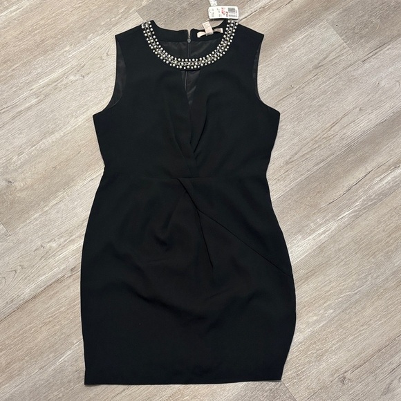 Forever 21 Black Mini Dress with Embellished Neckline - Picture 1 of 3